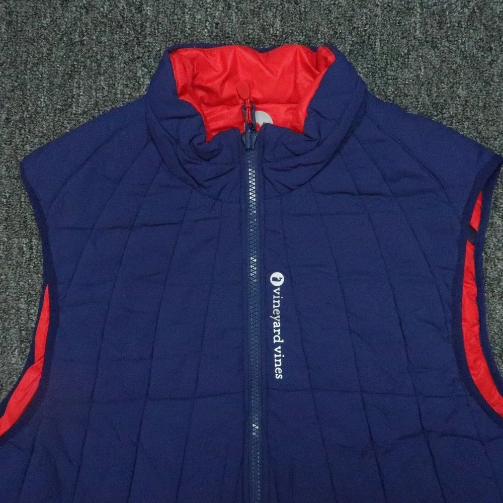 Vineyard Vines Vest Mens Small Blue Red Spinnaker Full Zip Reversible‎ Preppy